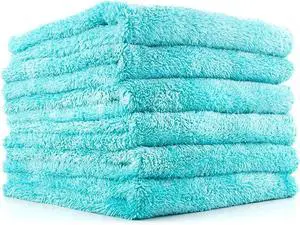The Rag Company - Eagle Edgeless 450 (6-Pack) Professional Korean 70/30 Blend Super Plush Microfiber Detailing Buffing Polishing Drying Towels for Cars 16x16 in, Teal Blue The Rag Company - Eagle Edgeless 450 (6-Pack) Professional Korean 70/30 Blend Super Plush Microfiber Detailing Buffing Polishing Drying Towels for Cars 16x16 in, Teal Blue