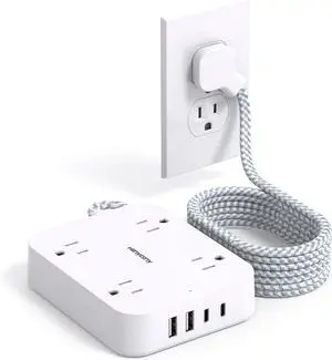 10 Ft Extension Cord, Flat Power Strip with 4 Outlets 4 USB Ports (2 USB C) | Ultra Thin Flat Plug, Wall Mount, Multi Plug Outlet Extender Desk Charging Station for Office Travel Dorm Room Essentials 10 Ft Extension Cord, Flat Power Strip with 4 Outlets 4 USB Ports (2 USB C) | Ultra Thin Flat Plug, Wall Mount, Multi Plug Outlet Extender Desk Charging Station for Office Travel Dorm Room Essentials