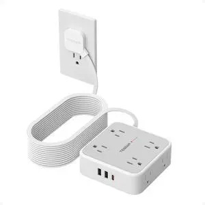 TESSAN Surge Protector Power Strip with 900J Surge Protection, 25 Ft, Grey | 8 AC with 3 USB Ports (1 USB C 20W PD), Flat Plug Extension Cord, 3 Sided Outlet Extender with Power Switch TESSAN Surge Protector Power Strip with 900J Surge Protection, 25 Ft, Grey | 8 AC with 3 USB Ports (1 USB C 20W PD), Flat Plug Extension Cord, 3 Sided Outlet Extender with Power Switch
