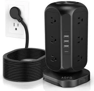 Long Extension Cord 15 ft Power Strip Tower, Power Strip 12 AC Outlets 4 USB(1 USB C) Ports, Charging Tower Overload Protection with Multiple Outlets for Home Office Long Extension Cord 15 ft Power Strip Tower, Power Strip 12 AC Outlets 4 USB(1 USB C) Ports, Charging Tower Overload Protection with Multiple Outlets for Home Office