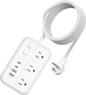 Power Strip 10 ft, Flat Plug Extension Cord with 6 Outlets 4 USB Ports, Outlet Extender Long Cord, Overload Protection, Extension Cord with Multiple Outlets for Indoor, Home, Office Power Strip 10 ft, Flat Plug Extension Cord with 6 Outlets 4 USB Ports, Outlet Extender Long Cord, Overload Protection, Extension Cord with Multiple Outlets for Indoor, Home, Office