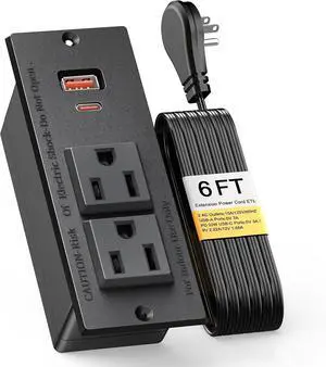 Recessed Power Strip, Flat Plug Furniture Table Outlets with USB C 20W and 1 USB A Port for Multiple Devices, 6ft Extension Cord, 20W Power Delivery Charging for Home, Office, Dorm Essential Recessed Power Strip, Flat Plug Furniture Table Outlets with USB C 20W and 1 USB A Port for Multiple Devices, 6ft Extension Cord, 20W Power Delivery Charging for Home, Office, Dorm Essential