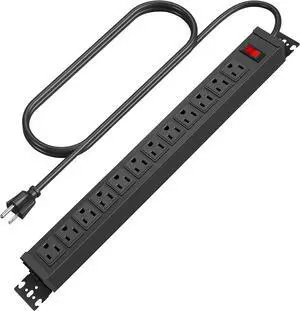 HHSOET Rotating 12 Outlet Surge Protector Power Strip, 1200J, 6FT, Black, 1 | Metal Heavy Duty and Versatile Outlet Strip, Mountable Power Strip Suitable for Households Offices Industries HHSOET Rotating 12 Outlet Surge Protector Power Strip, 1200J, 6FT, Black, 1 | Metal Heavy Duty and Versatile Outlet Strip, Mountable Power Strip Suitable for Households Offices Industries