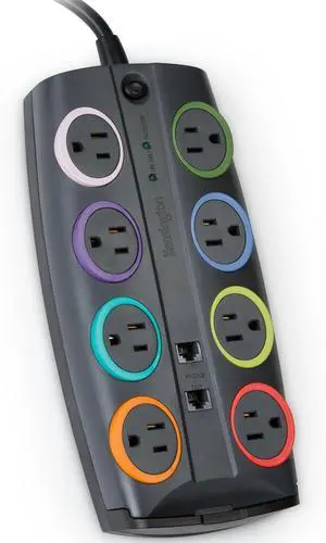 Kensington SmartSockets 8-Outlet, 8-Foot Cord, & 3090 Joules Premium Surge Protector (K62691NA) Gray Kensington SmartSockets 8-Outlet, 8-Foot Cord, & 3090 Joules Premium Surge Protector (K62691NA) Gray