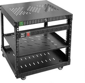 RIVECO 9U Network Rack with Reinforced Top Cover - 4 Post Floor Rack on Wheels for 19" Equipment & Stereo Gear- Including Rack Mount Power Strip & 1PCS 1U Rack Shelf RIVECO 9U Network Rack with Reinforced Top Cover - 4 Post Floor Rack on Wheels for 19" Equipment & Stereo Gear- Including Rack Mount Power Strip & 1PCS 1U Rack Shelf