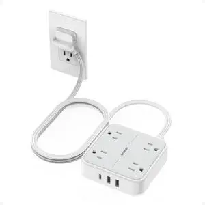 TESSAN Surge Protector Flat Extension Cord 5 Ft, Ring Plug Power Strip | 4 Outlets 3 USB Ports (1 USB C), 900 Joules Protection, Multiple Wall Outlet Extender Suitable for Home Office Dorm, Grey TESSAN Surge Protector Flat Extension Cord 5 Ft, Ring Plug Power Strip | 4 Outlets 3 USB Ports (1 USB C), 900 Joules Protection, Multiple Wall Outlet Extender Suitable for Home Office Dorm, Grey