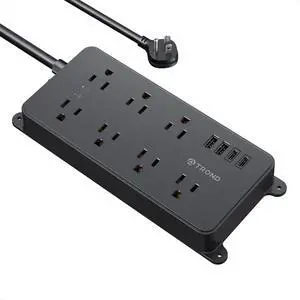 TROND Power Strip Surge Protector, 2 USB-A and 2 USB-C, ETL Listed, 1700J | 7 Widely-Spaced Outlets, Flat Plug 5ft Extension Cord, Wall Mountable, 14AWG Heavy Duty, for Home Office Garage, Black TROND Power Strip Surge Protector, 2 USB-A and 2 USB-C, ETL Listed, 1700J | 7 Widely-Spaced Outlets, Flat Plug 5ft Extension Cord, Wall Mountable, 14AWG Heavy Duty, for Home Office Garage, Black
