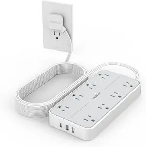 TESSAN Power Strip Surge Protector, 15FT Flat Plug Extension Cord | 8 Outlets 3 USB Charger(1 USB C), 1080 Joules Protection, Wall Mountable Charging Station for Home Office Dorm, Gray TESSAN Power Strip Surge Protector, 15FT Flat Plug Extension Cord | 8 Outlets 3 USB Charger(1 USB C), 1080 Joules Protection, Wall Mountable Charging Station for Home Office Dorm, Gray