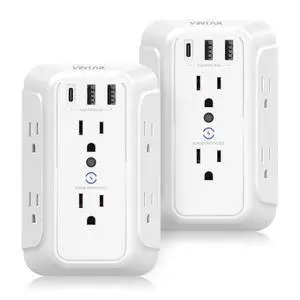 VINTAR 2 Pack Outlet Extender, 6 Outlets Wall Plug with 3 USB(1 USB C,3.4A) | Multi Plug Wall Outlet, USB Wall Charger, 3 Way Plug Adapter, 900J Surge Protector for Home Travel Office ETL Listed VINTAR 2 Pack Outlet Extender, 6 Outlets Wall Plug with 3 USB(1 USB C,3.4A) | Multi Plug Wall Outlet, USB Wall Charger, 3 Way Plug Adapter, 900J Surge Protector for Home Travel Office ETL Listed