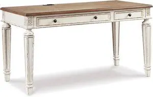 Signature Design by Ashley 60" Farmhouse Home Office Desk, Chipped White Signature Design by Ashley 60" Farmhouse Home Office Desk, Chipped White