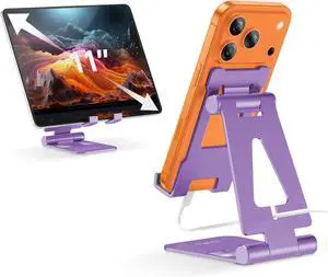 Aoviho Foldable Cell Phone Stand for Desk, Holder for iPhone,Purple | Folds Flat for Easy Storage, Hands-Free Viewing, Fits iPhone 17/16/15 Series & Samsung Galaxy, Ideal for Office & Home Aoviho Foldable Cell Phone Stand for Desk, Holder for iPhone,Purple | Folds Flat for Easy Storage, Hands-Free Viewing, Fits iPhone 17/16/15 Series & Samsung Galaxy, Ideal for Office & Home