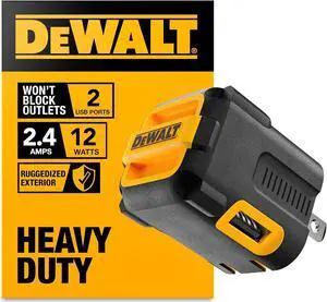 DEWALT Heavy Duty NeverBlock USB Charger, Angled Dual Port 12W Wall Charger | Adapter, Foldable Plug, Charging Box Brick, Cube for iPhone 17 16 15 14 13 Pro Max, Galaxy S22 S21 Note 20, HTC, Moto, LG DEWALT Heavy Duty NeverBlock USB Charger, Angled Dual Port 12W Wall Charger | Adapter, Foldable Plug, Charging Box Brick, Cube for iPhone 17 16 15 14 13 Pro Max, Galaxy S22 S21 Note 20, HTC, Moto, LG