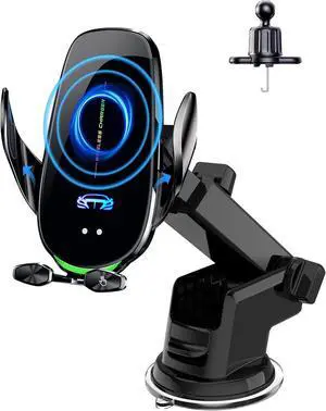 Wireless Car Charger Mount, Fast Charging Auto Clamping 15W Intelligent Dual Control Induction Car Phone Holder Mount Wireless Charging Compatible with All iPhone Android Smartphone Wireless Car Charger Mount, Fast Charging Auto Clamping 15W Intelligent Dual Control Induction Car Phone Holder Mount Wireless Charging Compatible with All iPhone Android Smartphone