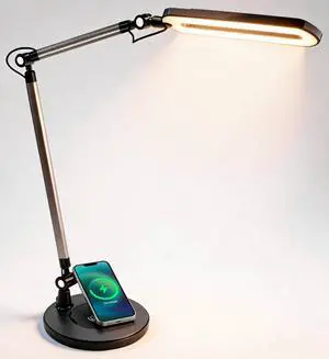 OTUS LED Architect Desk Lamp for Home Office, Adjustable Swing Arm | Built-in 10 W Qi Wireless Charger in Base, 11.8 in LED panel, 3 Color Temperatures, Stepless dimming, Memory function OTUS LED Architect Desk Lamp for Home Office, Adjustable Swing Arm | Built-in 10 W Qi Wireless Charger in Base, 11.8 in LED panel, 3 Color Temperatures, Stepless dimming, Memory function