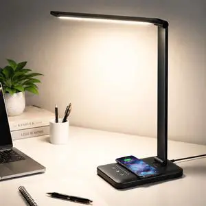 LED Desk Lamp with Wireless Charger,Touch Lamp for Home Office Dorm | Dimmable Eye-Caring Lamp,5 Color Modes & 5 Brightness,Metal Lamp Desktop Lamp for Study,Work,Reading,30/60 Minutes Timer LED Desk Lamp with Wireless Charger,Touch Lamp for Home Office Dorm | Dimmable Eye-Caring Lamp,5 Color Modes & 5 Brightness,Metal Lamp Desktop Lamp for Study,Work,Reading,30/60 Minutes Timer