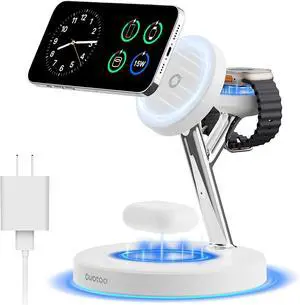 3 in 1 MagSafe Wireless Charger Stand for iPhone Apple Watch AirPods | Adjustable Blue Ambient Light,15W Magnetic Charging Station for iPhone 17 16 15 14 13 12 Series Wireless Charging Station 3 in 1 MagSafe Wireless Charger Stand for iPhone Apple Watch AirPods | Adjustable Blue Ambient Light,15W Magnetic Charging Station for iPhone 17 16 15 14 13 12 Series Wireless Charging Station