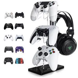 OAPRIRE Controller Stand Headset Stand, 3 Tier Acrylic Gaming Controller Holder Compatible with PS4, PS5, PC, Xbox, Universal Design (Black) OAPRIRE Controller Stand Headset Stand, 3 Tier Acrylic Gaming Controller Holder Compatible with PS4, PS5, PC, Xbox, Universal Design (Black)