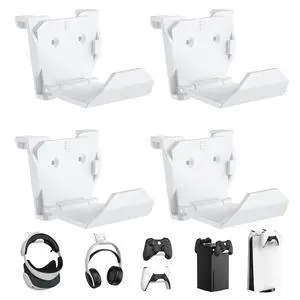 KUNSLUCK 4 Pack Controller Wall Mount for PS5, Xbox, Switch Controller, Wall Mount Stand for Controller&Headset, Adhesive/Screws Installation (White) KUNSLUCK 4 Pack Controller Wall Mount for PS5, Xbox, Switch Controller, Wall Mount Stand for Controller&Headset, Adhesive/Screws Installation (White)