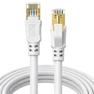 DDMALL CAT 8 Ethernet Cable 65ft, Indoor & Outdoor, High Speed 40Gbps 2000MHz F/FTP Internet Network Cable with Gold Plated RJ45 Connector for Gaming, Router, PC, Heavy Duty, Weatherproof(65ft White) DDMALL CAT 8 Ethernet Cable 65ft, Indoor & Outdoor, High Speed 40Gbps 2000MHz F/FTP Internet Network Cable with Gold Plated RJ45 Connector for Gaming, Router, PC, Heavy Duty, Weatherproof(65ft White)