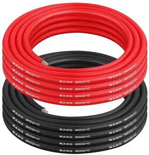 8 AWG Gauge Silicone Wire Electrical Cable10ft red &10ft Black Soft & Flexible 0.08 mm Tinned Copper core High Temperature Resistant Silicone Wire for Arduino Projects, RC Cars, Boat, Drones etc. 8 AWG Gauge Silicone Wire Electrical Cable10ft red &10ft Black Soft & Flexible 0.08 mm Tinned Copper core High Temperature Resistant Silicone Wire for Arduino Projects, RC Cars, Boat, Drones etc.