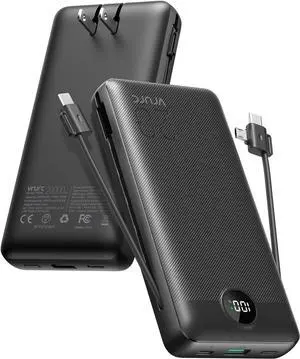 VRURC Portable Charger 20000mAh, Fast Charging Power Bank USB C,4 Output 2 Input Travel Essentials Charging Bank Equipped with LED Display,Built-in Wall Plug and Cables,Phone Charger Battery,Black VRURC Portable Charger 20000mAh, Fast Charging Power Bank USB C,4 Output 2 Input Travel Essentials Charging Bank Equipped with LED Display,Built-in Wall Plug and Cables,Phone Charger Battery,Black