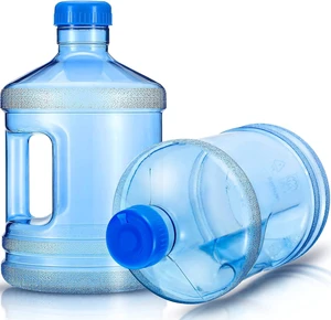 Hoolerry 2 Pieces Water Bottle 1 Gallon Round Plastic Water Jug with Handle Reusable Leak Proof Bottle for Gym Sports Office Daily Cold Liquids Drinking Use, Blue Hoolerry 2 Pieces Water Bottle 1 Gallon Round Plastic Water Jug with Handle Reusable Leak Proof Bottle for Gym Sports Office Daily Cold Liquids Drinking Use, Blue