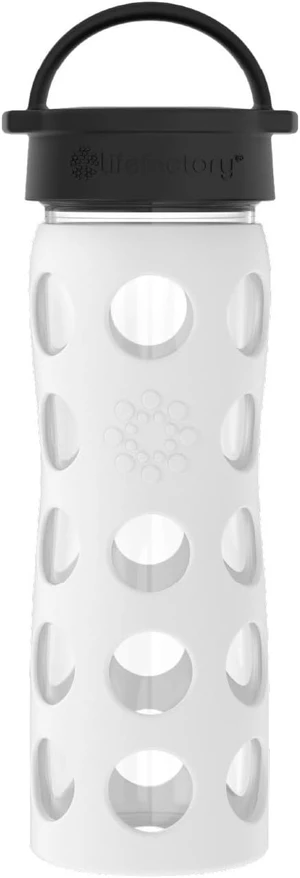 Lifefactory 16oz Glass Water Bottle with Classic Chug Cap, Optic White Lifefactory 16oz Glass Water Bottle with Classic Chug Cap, Optic White