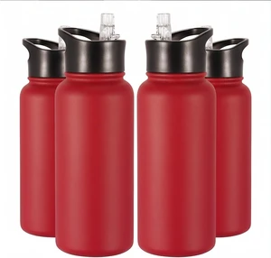 VEGOND 32 oz Insulated Water Bottle Bulk Stainless Steel Metal Water Bottles with Leak Proof Straw Lid & Spout Lid, Wide Mouth Double Walled Vacuum Travel Sports Bottle, Red 4 Pack VEGOND 32 oz Insulated Water Bottle Bulk Stainless Steel Metal Water Bottles with Leak Proof Straw Lid & Spout Lid, Wide Mouth Double Walled Vacuum Travel Sports Bottle, Red 4 Pack