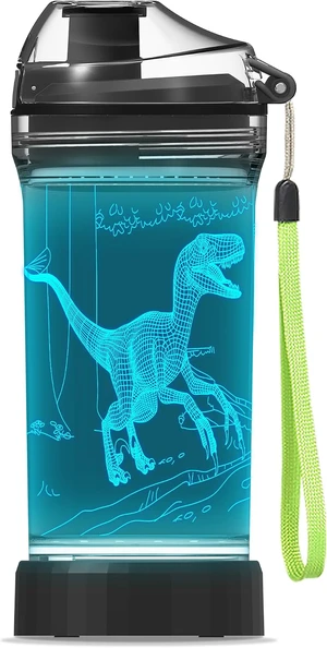 YuanDian Light Up Dinosaur Water Bottle with Color Changing Night Light- 14 OZ Tritan BPA Free Eco-Friendly - Cute Velociraptor Kids Drinking Cups Gift for School Boy Girl Child Christmas Holiday YuanDian Light Up Dinosaur Water Bottle with Color Changing Night Light- 14 OZ Tritan BPA Free Eco-Friendly - Cute Velociraptor Kids Drinking Cups Gift for School Boy Girl Child Christmas Holiday