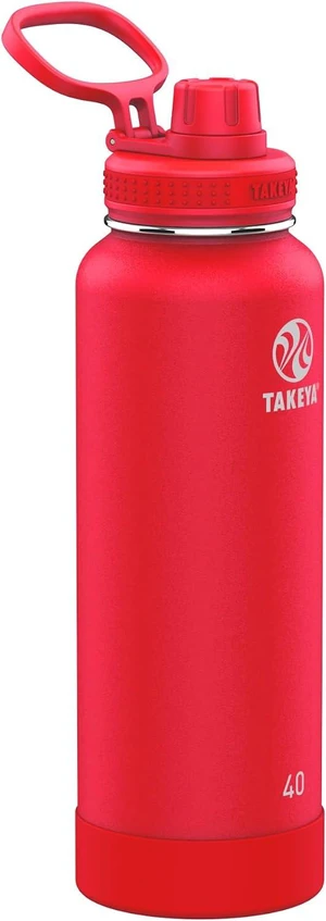 Takeya Actives Water Bottle with Spout Lid - Bottle with Double Stainless Steel Insulation - Dishwasher Safe & BPA-Free - Bottle with Spout Lid & Removable Bumper - 40 oz, Watermelon Takeya Actives Water Bottle with Spout Lid - Bottle with Double Stainless Steel Insulation - Dishwasher Safe & BPA-Free - Bottle with Spout Lid & Removable Bumper - 40 oz, Watermelon