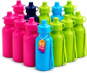 4E's Novelty Bulk Water Sports Bottles for Kids 18 oz - 12 Pack Squeeze Reusable Plastic, Neon Colors, BPA Free, Water Bottles Party Favor Gift Giveaways, School Water Bottles 4E's Novelty Bulk Water Sports Bottles for Kids 18 oz - 12 Pack Squeeze Reusable Plastic, Neon Colors, BPA Free, Water Bottles Party Favor Gift Giveaways, School Water Bottles