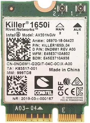 AX1650i Killer Series WiFi 6 Adapter | Gaming WiFi Adapter | CNVio2 M.2 WiFi Card | 2.4 Gbps WiFi for PC | Bluetooth 5.2 Support | Requires Intel 10th+ Gen CPU AX1650i Killer Series WiFi 6 Adapter | Gaming WiFi Adapter | CNVio2 M.2 WiFi Card | 2.4 Gbps WiFi for PC | Bluetooth 5.2 Support | Requires Intel 10th+ Gen CPU