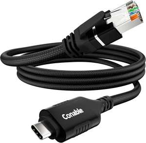 USB C to Ethernet Cable 2 FT, USB Type C to RJ45 Cord, Braided, 1Gbps USB C to Ethernet Cable 2 FT, USB Type C to RJ45 Cord, Braided, 1Gbps