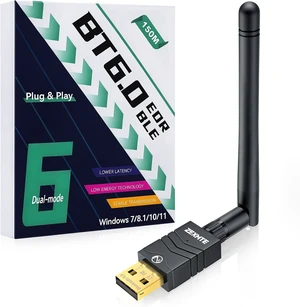 ZEXMTE 6.0 USB Bluetooth Adapter for PC, Long Range Connection with High Gain Antenna, Wireless Bluetooth Receiver 492FT / 150M, Plug &Play for Windows 11/10/8.1/7 ZEXMTE 6.0 USB Bluetooth Adapter for PC, Long Range Connection with High Gain Antenna, Wireless Bluetooth Receiver 492FT / 150M, Plug &Play for Windows 11/10/8.1/7