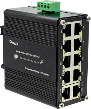 10 Port Gigabit Ethernet Unmanaged Switch, Industrial Network Switch with 10 x RJ45 Ports, 10/100/1000 Mbps, Plug & Play, Metal Case, Supports 12-48V DC Input 10 Port Gigabit Ethernet Unmanaged Switch, Industrial Network Switch with 10 x RJ45 Ports, 10/100/1000 Mbps, Plug & Play, Metal Case, Supports 12-48V DC Input