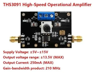 THS3091 High-Frequency Op-Amp Module, 210 MHz Bandwidth, Inverting Amplification, 250mA Output Current THS3091 High-Frequency Op-Amp Module, 210 MHz Bandwidth, Inverting Amplification, 250mA Output Current