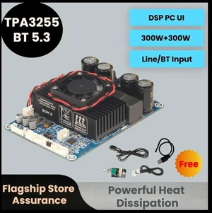 300W+300W DSP PC UI TPA3255 Bluetooth 5.3 Audio Amplifier DC18-48V AUX Input Volume Control BDM8 Audio Amplifier Board 300W+300W DSP PC UI TPA3255 Bluetooth 5.3 Audio Amplifier DC18-48V AUX Input Volume Control BDM8 Audio Amplifier Board