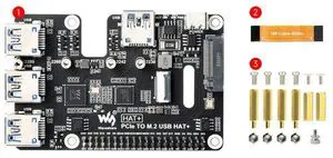 Waveshare PCIe TO M.2 USB HAT Raspberry Pi 5 PCIe to 4-CH FFC Expansion Board PCIe HAT Pi5 4 Channels PCIe To USB 3.2 Gen1 Waveshare PCIe TO M.2 USB HAT Raspberry Pi 5 PCIe to 4-CH FFC Expansion Board PCIe HAT Pi5 4 Channels PCIe To USB 3.2 Gen1