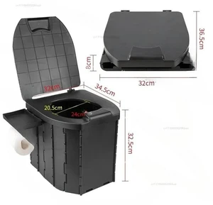 Outdoor Folding Toilet with Lid, Mobile Toilet for Camping Adults and Children Outdoor Folding Toilet with Lid, Mobile Toilet for Camping Adults and Children