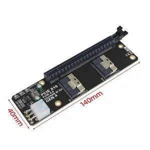 PCIe 4.0 x16 TO 2Port SlimSAS 8i x2 Adapter Card Board SFF8654 Riser Card GEN4 for Network Card Graphics Card GPU 6Pin Power PCIe 4.0 x16 TO 2Port SlimSAS 8i x2 Adapter Card Board SFF8654 Riser Card GEN4 for Network Card Graphics Card GPU 6Pin Power