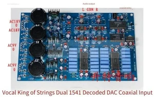 Kit Dual TDA1541 DAC Decoder Coaxial Input RCA Output (without IC) Kit Dual TDA1541 DAC Decoder Coaxial Input RCA Output (without IC)