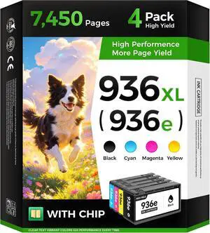 936e 936XL Ink Cartridges with Chip Combo 4-Pack High Yield Replacement for HP 936e 936 Ink Works with HP OfficeJet Pro 9125e 9135e 9110b 9128e 9130b 9122e 9120e Wide Format 9730e Printers Black Color 936e 936XL Ink Cartridges with Chip Combo 4-Pack High Yield Replacement for HP 936e 936 Ink Works with HP OfficeJet Pro 9125e 9135e 9110b 9128e 9130b 9122e 9120e Wide Format 9730e Printers Black Color