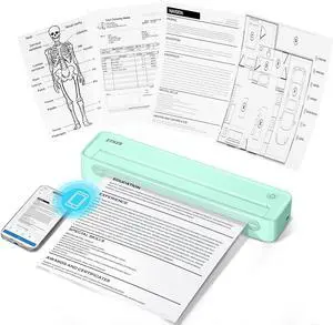 D90E Portable Printer Wireless for Travel, Bluetooth & USB Inkless Printer Supports 8.5 x 11 Inch Thermal Paper, Compatible with Phone Laptop for Home Use Car Office School, Dark Cyan D90E Portable Printer Wireless for Travel, Bluetooth & USB Inkless Printer Supports 8.5 x 11 Inch Thermal Paper, Compatible with Phone Laptop for Home Use Car Office School, Dark Cyan