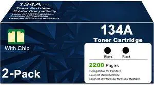 134A Black Toner Cartridges Replacement for HP 134 134X W1340A W1340X, Compatible with LaserJet Pro MFP M234dw M234sdn M234sdw Printers and LaserJet M209dw M209d Printers High Yield (2-Pack Black) 134A Black Toner Cartridges Replacement for HP 134 134X W1340A W1340X, Compatible with LaserJet Pro MFP M234dw M234sdn M234sdw Printers and LaserJet M209dw M209d Printers High Yield (2-Pack Black)