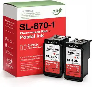 SL-870-1 XXL Postage Red Ink Cartridge High Capacity Compatible for SL870-1 Fluorescent Red Postal Ink Replacement for Pitney Bowes New SendPro Mailstation Postage Meter (CSD1) -2 Pack SL-870-1 XXL Postage Red Ink Cartridge High Capacity Compatible for SL870-1 Fluorescent Red Postal Ink Replacement for Pitney Bowes New SendPro Mailstation Postage Meter (CSD1) -2 Pack