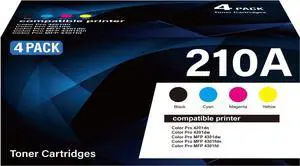 210A Toner Cartridge With Chip 4-pack High Yield Replacement for HP 210A W2100A W2101A W2102A W2103A 210X Compatible with HP Color Laser Jet Pro MFP 4301fdw 4201dw 4201dn 4301fdn Printer(B/C/M/Y) 210A Toner Cartridge With Chip 4-pack High Yield Replacement for HP 210A W2100A W2101A W2102A W2103A 210X Compatible with HP Color Laser Jet Pro MFP 4301fdw 4201dw 4201dn 4301fdn Printer(B/C/M/Y)