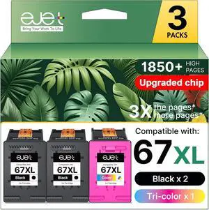 67XL 3-Pack for HP Ink 67 for HP 67XL Ink Cartridges Black/Color Combo Pack 67XL 3-Pack for HP Ink 67 for HP 67XL Ink Cartridges Black/Color Combo Pack