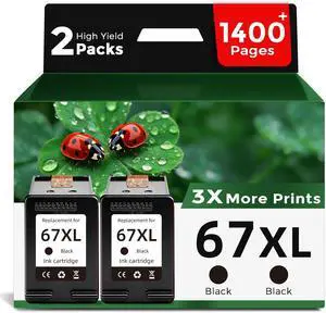 67XL Black Ink Cartridges Replacement for HP 67 XL HP67 HP67XL(2 Pack)for DeskJet 2700 2700e 4100 6400 4155e 2755e 6000 2855e 2827e 2752e 4100e 6458 6455e 4152 6055e 6052e 4152e 2742e 6400e Printer 67XL Black Ink Cartridges Replacement for HP 67 XL HP67 HP67XL(2 Pack)for DeskJet 2700 2700e 4100 6400 4155e 2755e 6000 2855e 2827e 2752e 4100e 6458 6455e 4152 6055e 6052e 4152e 2742e 6400e Printer
