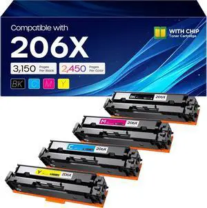 206X Toner Cartridges 4 Pack M283fdw M255dw Replacement for HP 206X 206A 206X Toner Cartridges 4 Pack M283fdw M255dw Replacement for HP 206X 206A