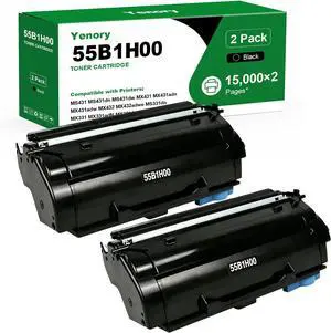 Remanufactured 55B1H00 Black High Yield Toner Cartridge Replacement for Lexmark 55B1H00 55B1000 55B1X00 Work for MS431 MX431 MX432 MS331 MX331 Laser Printer 15,000 Page-Yield (2 Pack) Remanufactured 55B1H00 Black High Yield Toner Cartridge Replacement for Lexmark 55B1H00 55B1000 55B1X00 Work for MS431 MX431 MX432 MS331 MX331 Laser Printer 15,000 Page-Yield (2 Pack)